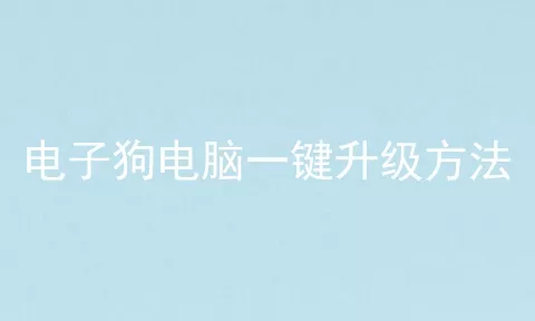 电子狗电脑一键升级方法