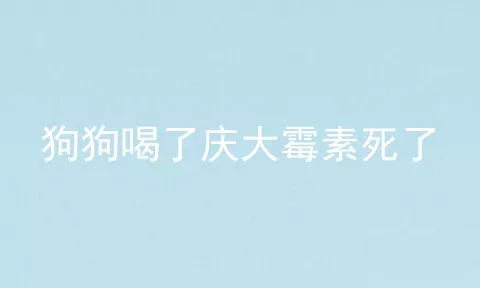 狗狗喝了庆大霉素死了