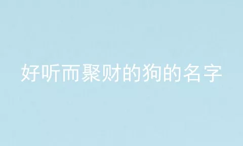 好听而聚财的狗的名字