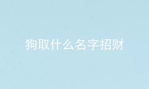 狗取什么名字招财