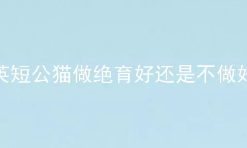 英短公猫做绝育好还是不做好