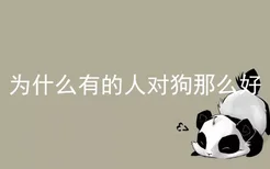 为什么有的人对狗那么好