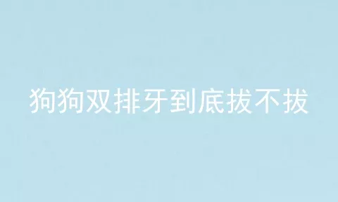 狗狗双排牙到底拔不拔