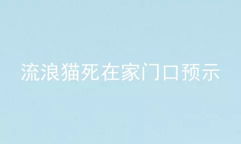 流浪猫死在家门口预示