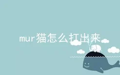 mur猫怎么打出来