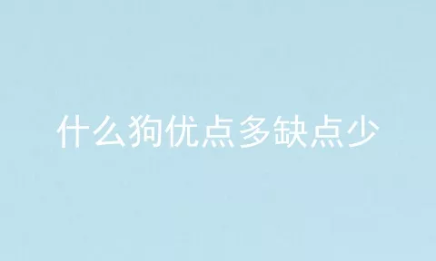 什么狗优点多缺点少