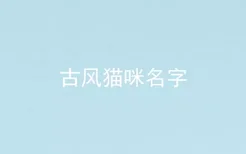 古风猫咪名字