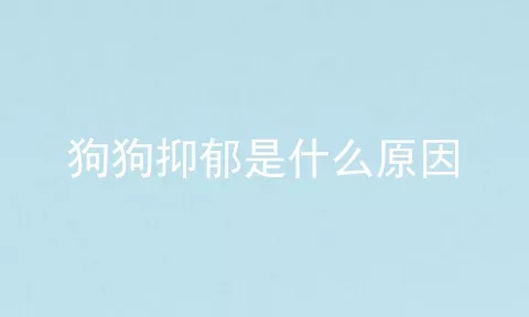 狗狗抑郁是什么原因