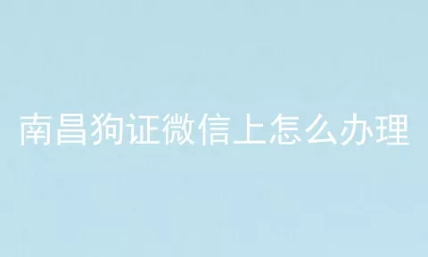 南昌狗证微信上怎么办理